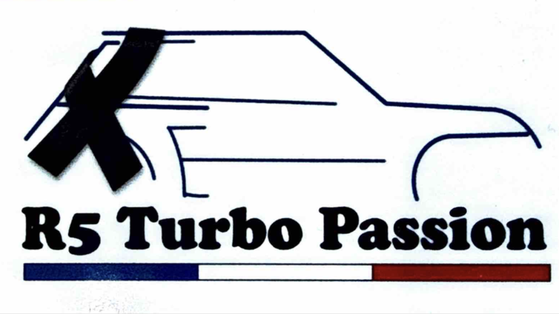 Logo du Club R5 Turbo Passion avec un ruban noir en signe de deuil, utilisé lors de l'hommage à Daniel Girardon.